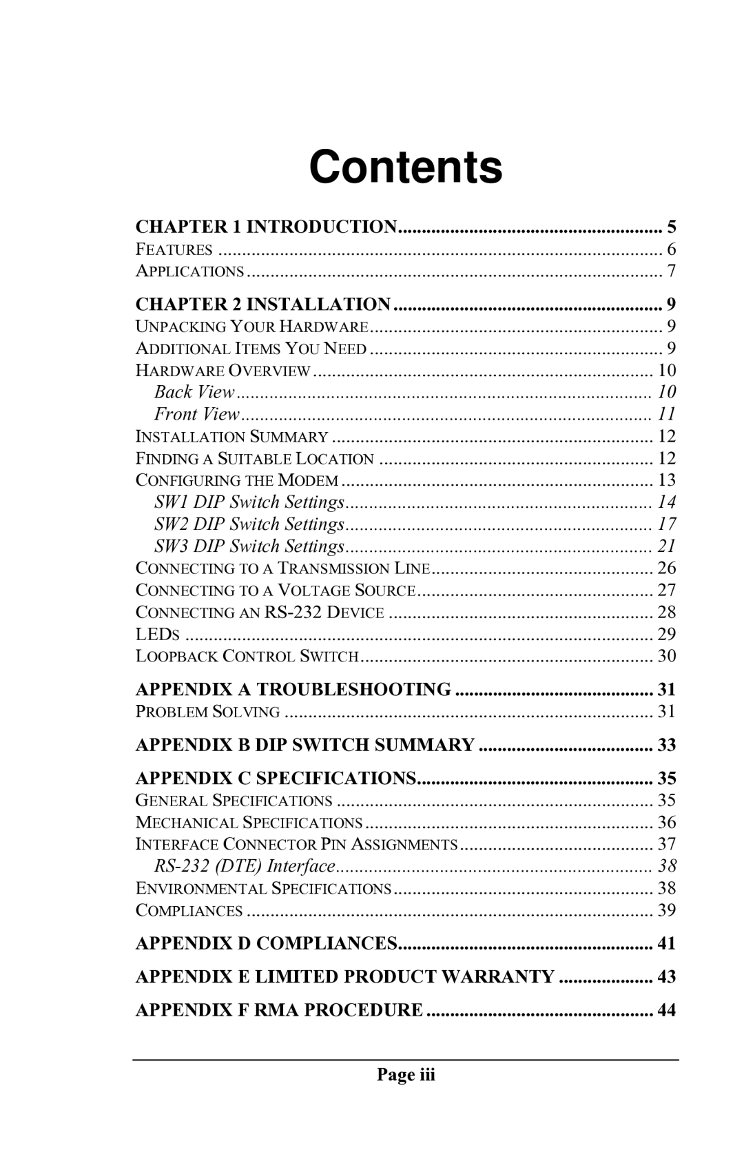 Delta DSP9612 manual Contents 