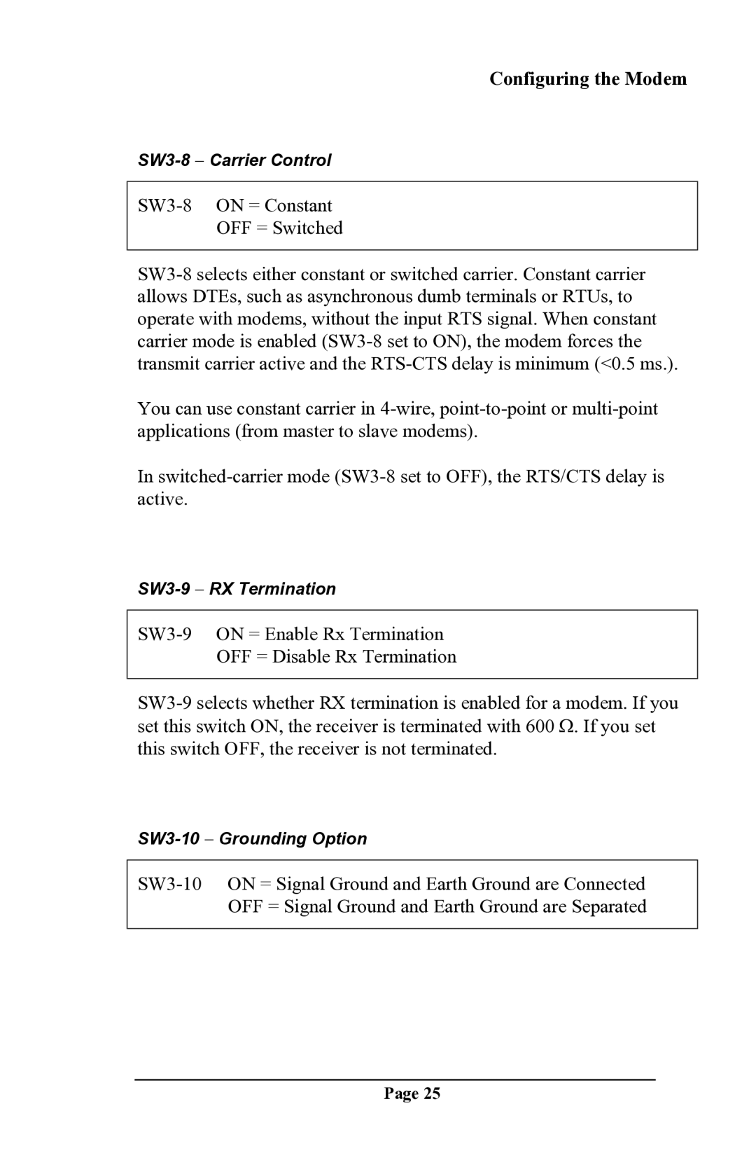 Delta DSP9612 manual SW3-8 − Carrier Control 