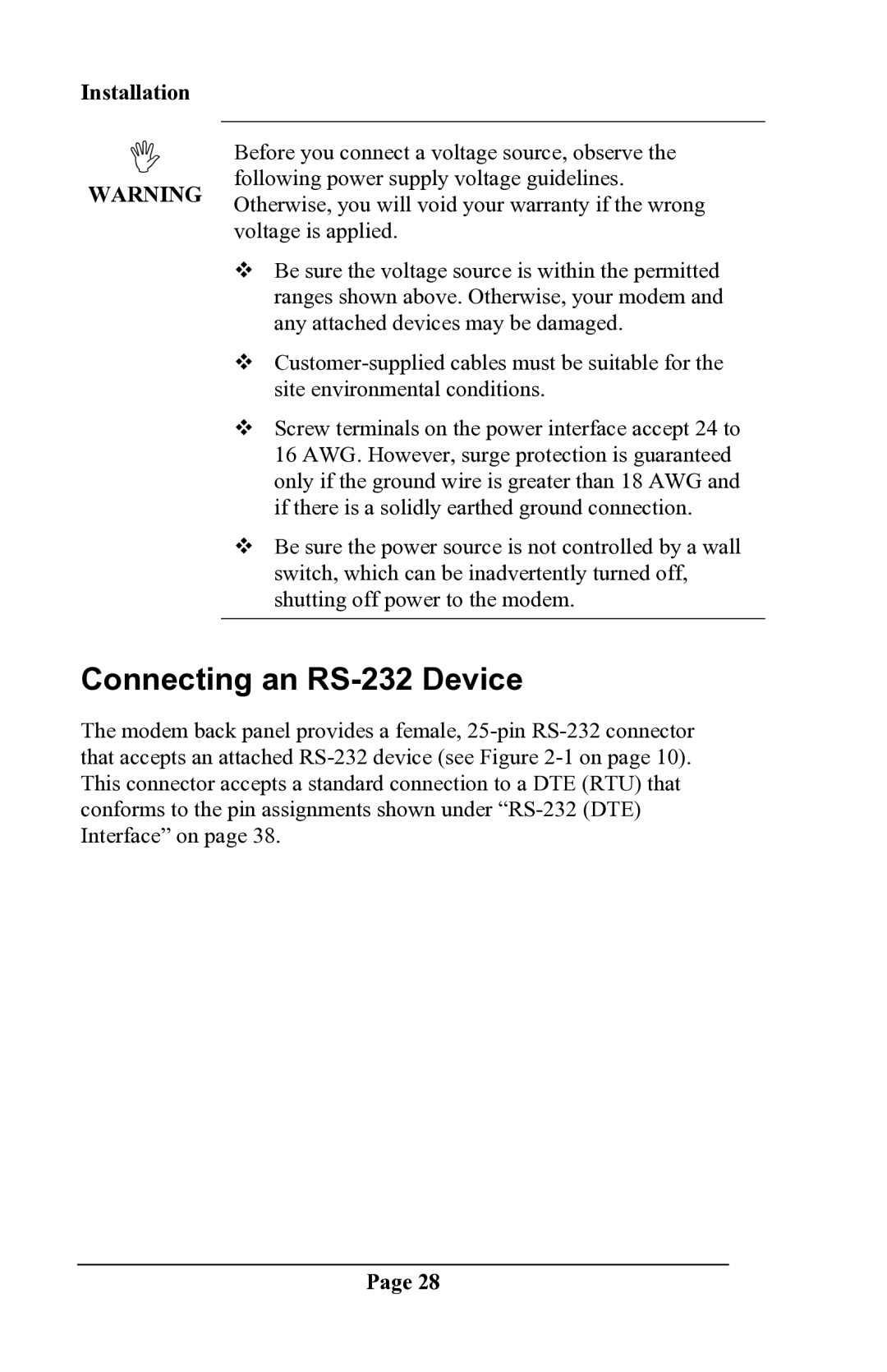 Delta DSP9612 manual Connecting an RS-232 Device 