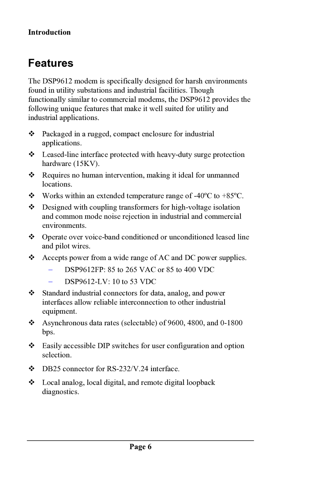 Delta DSP9612 manual Features 