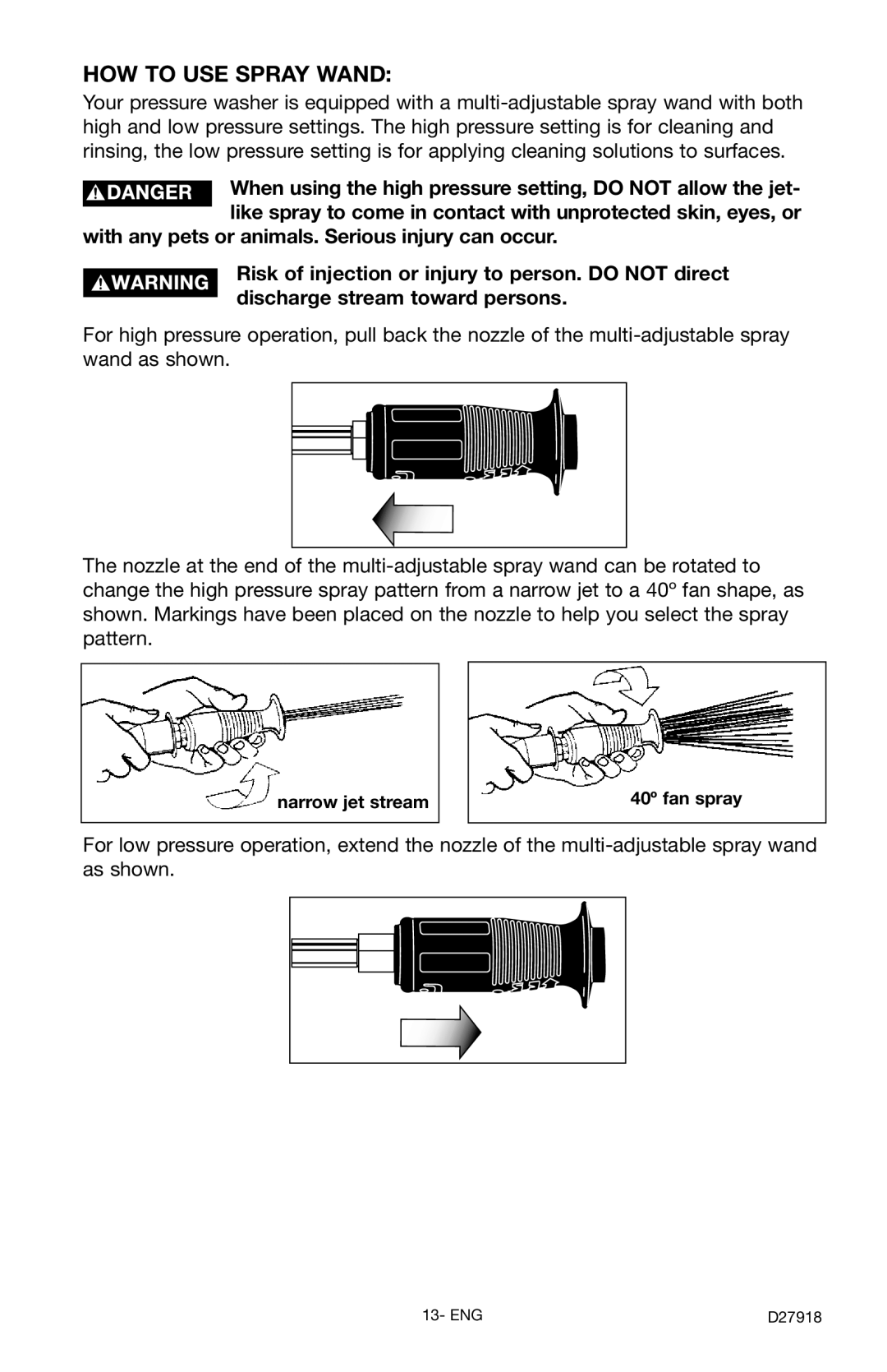 Delta DT2400CS instruction manual HOW to USE Spray Wand 