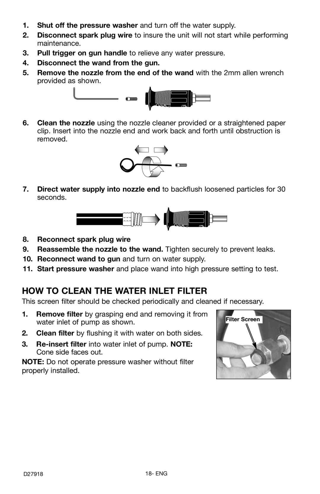 Delta DT2400CS instruction manual HOW to Clean the Water Inlet Filter 