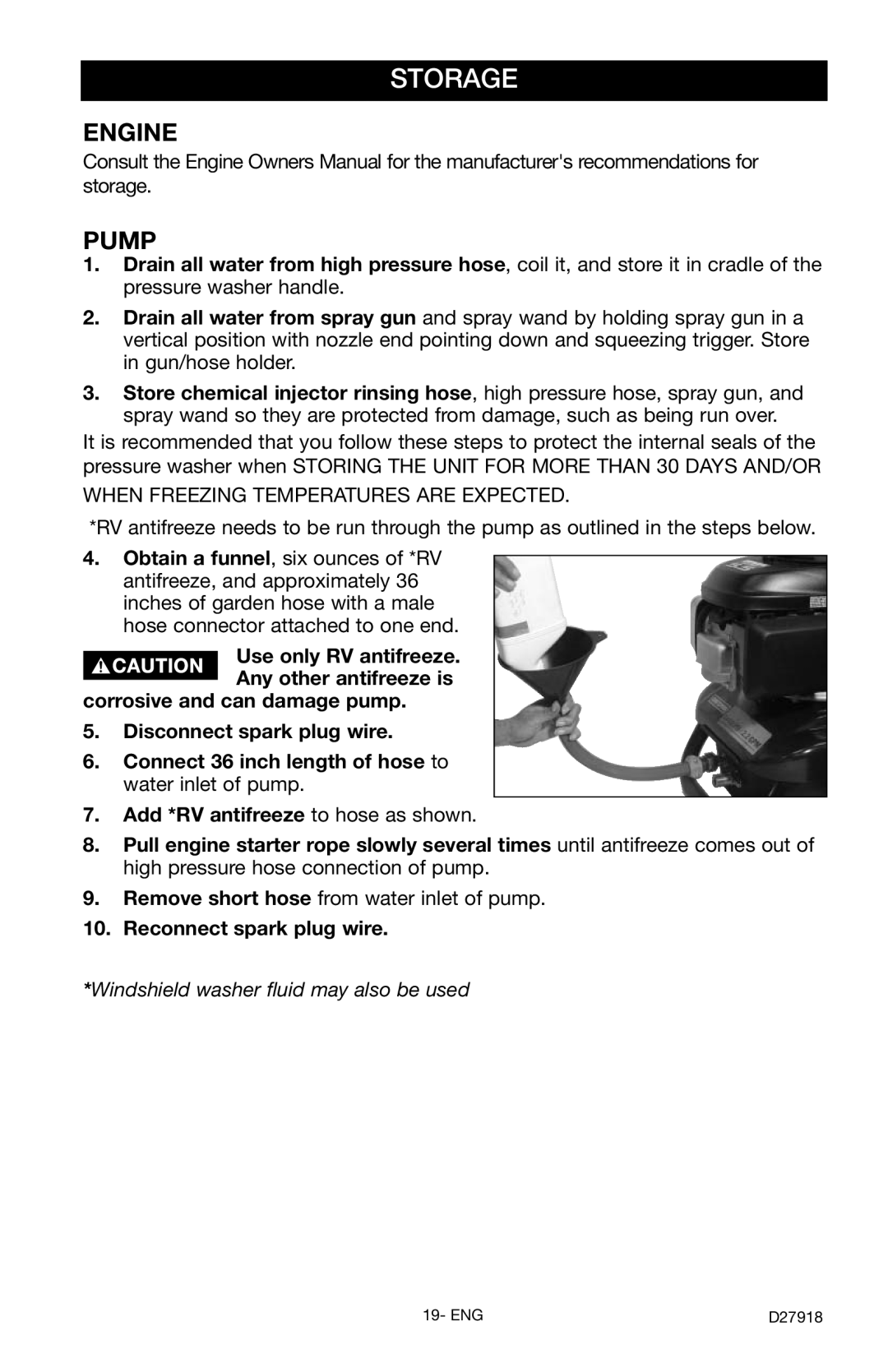 Delta DT2400CS instruction manual Storage, Engine Pump 