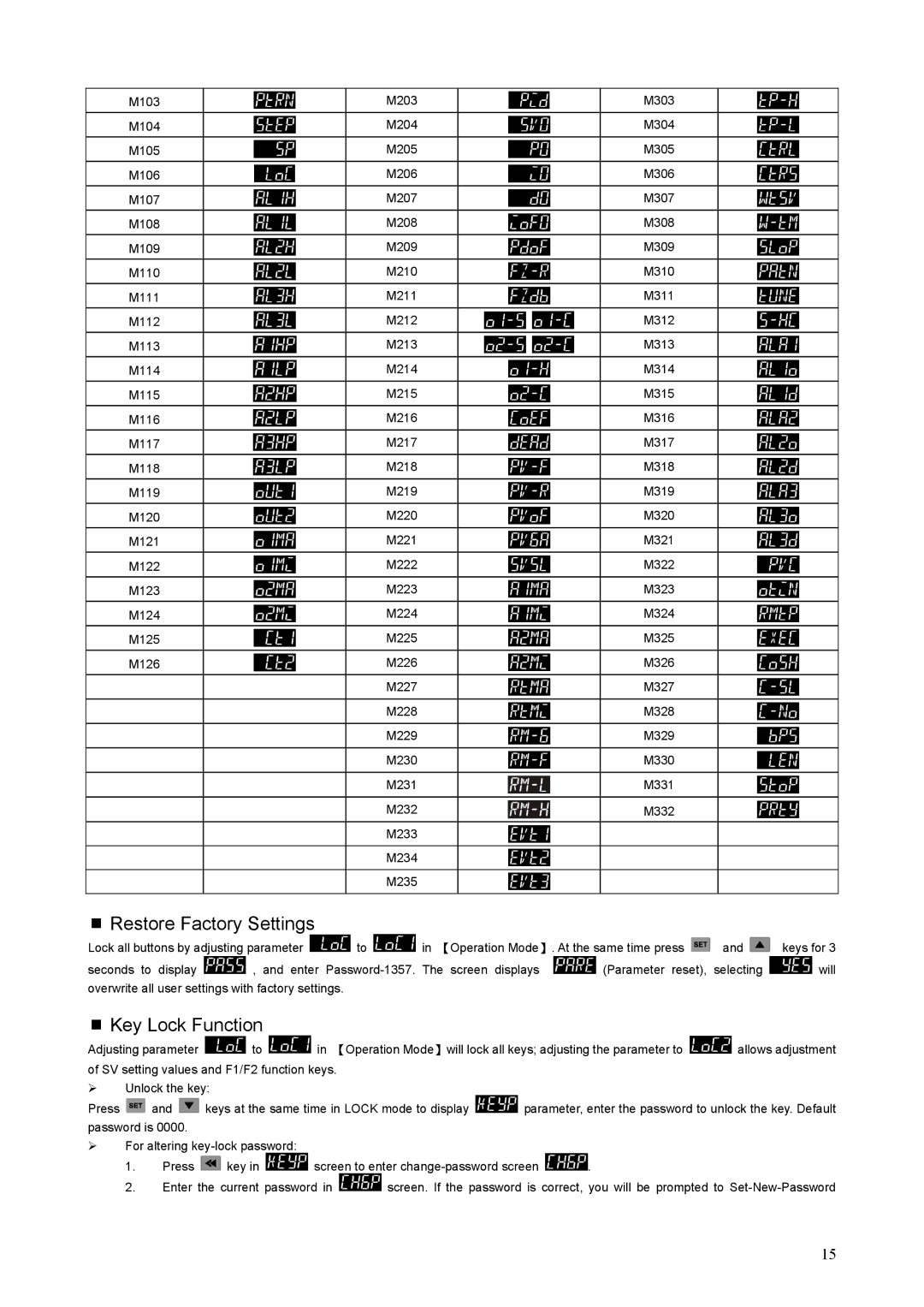 Delta DT3 instruction sheet Restore Factory Settings, Key Lock Function 