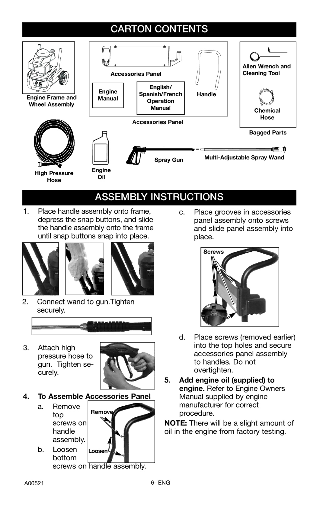 Delta DTH2450 instruction manual Carton Contents, Assembly Instructions 