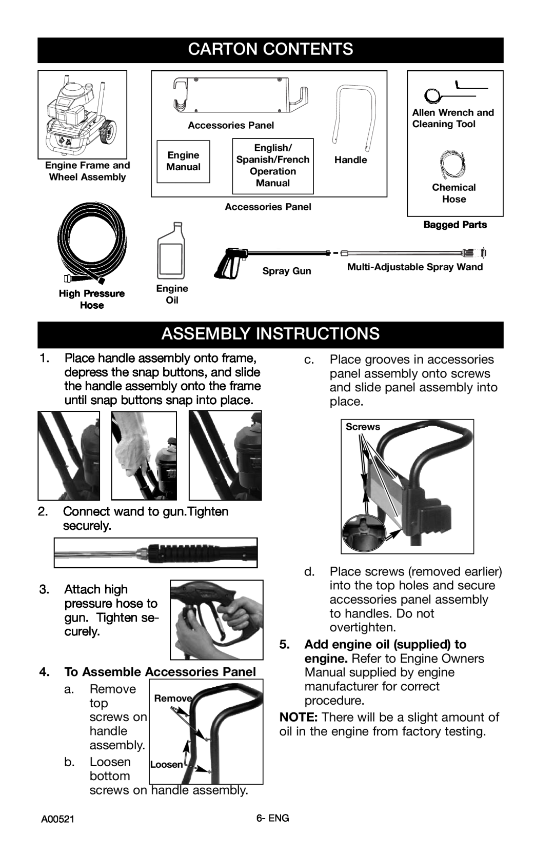 Delta DTH2450 instruction manual Carton Contents, Assembly Instructions 
