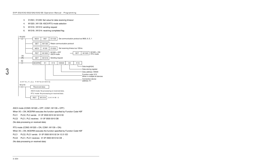 Delta DVP-ES2/EX2/SS2/SA2/SX2/SE manual M1002 D1109 Set communication protocol as 9600, 8, E 