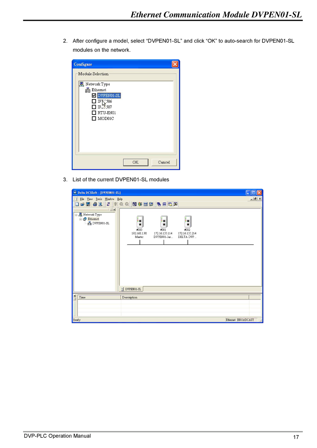 Delta operation manual Ethernet Communication Module DVPEN01-SL 