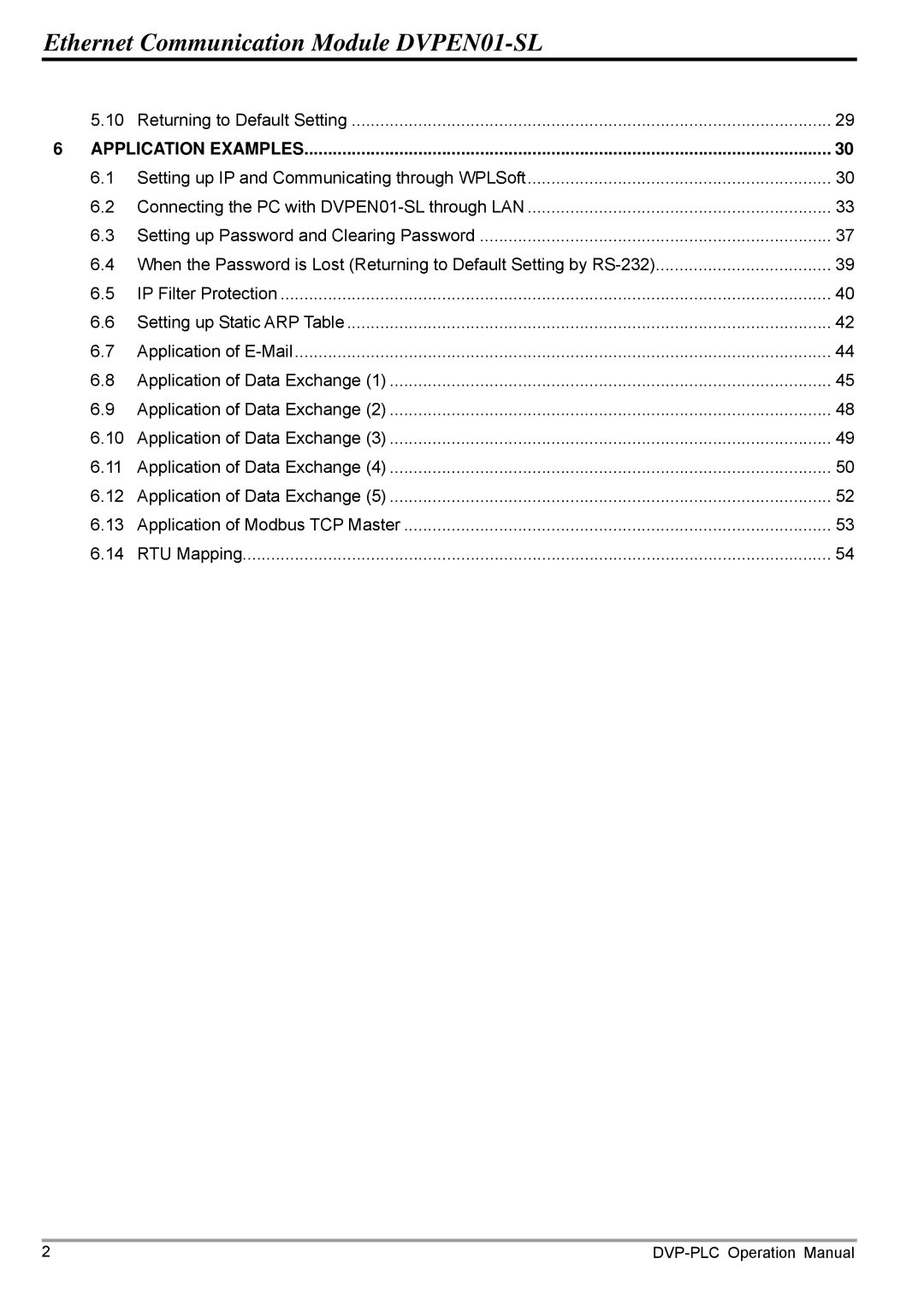 Delta DVPEN01-SL operation manual Application Examples 