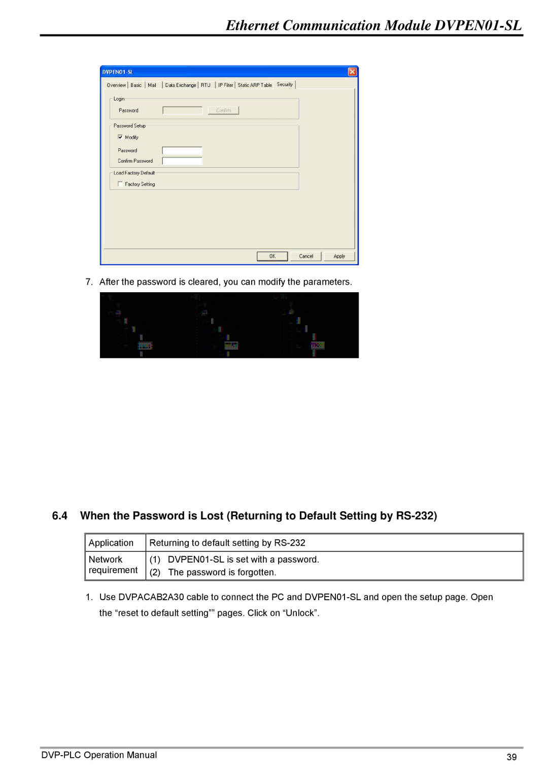 Delta DVPEN01-SL operation manual After the password is cleared, you can modify the parameters 