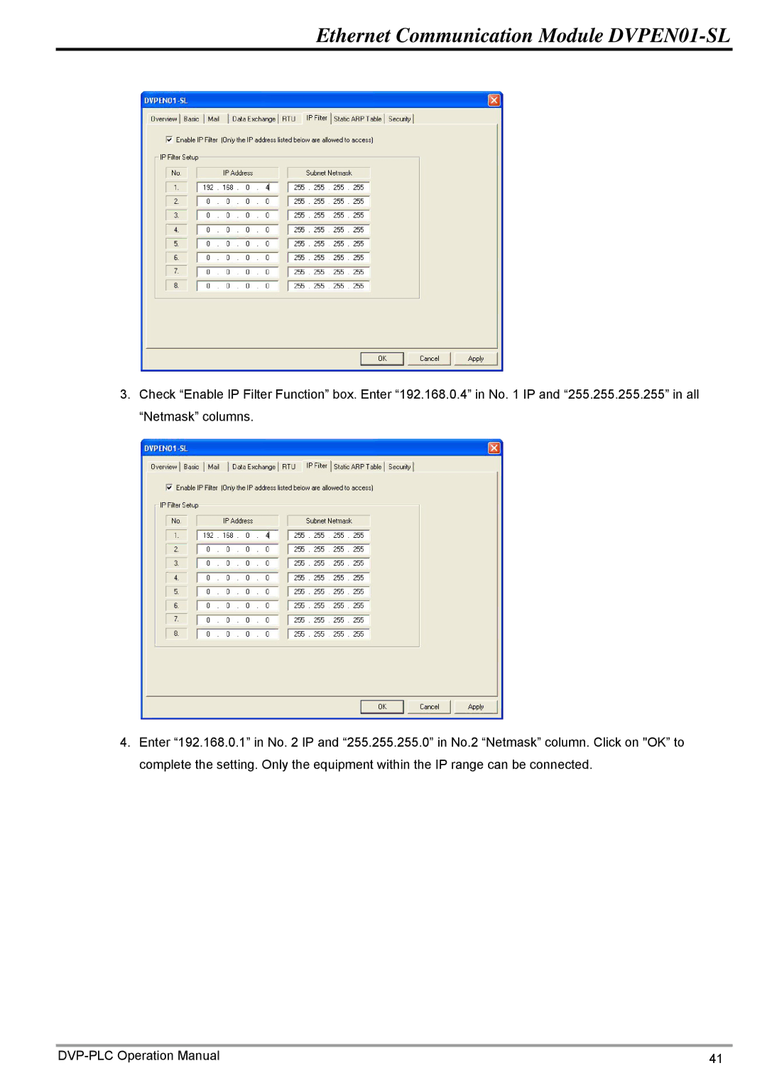 Delta operation manual Ethernet Communication Module DVPEN01-SL 