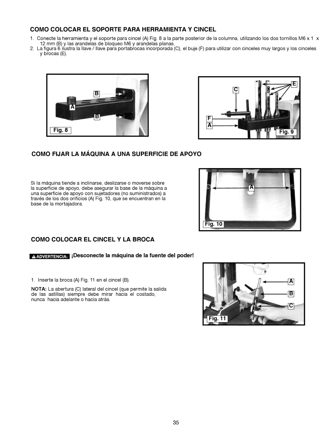 Delta Electronics 14-651 Como Colocar EL Soporte Para Herramienta Y Cincel, Como Colocar EL Cincel Y LA Broca 