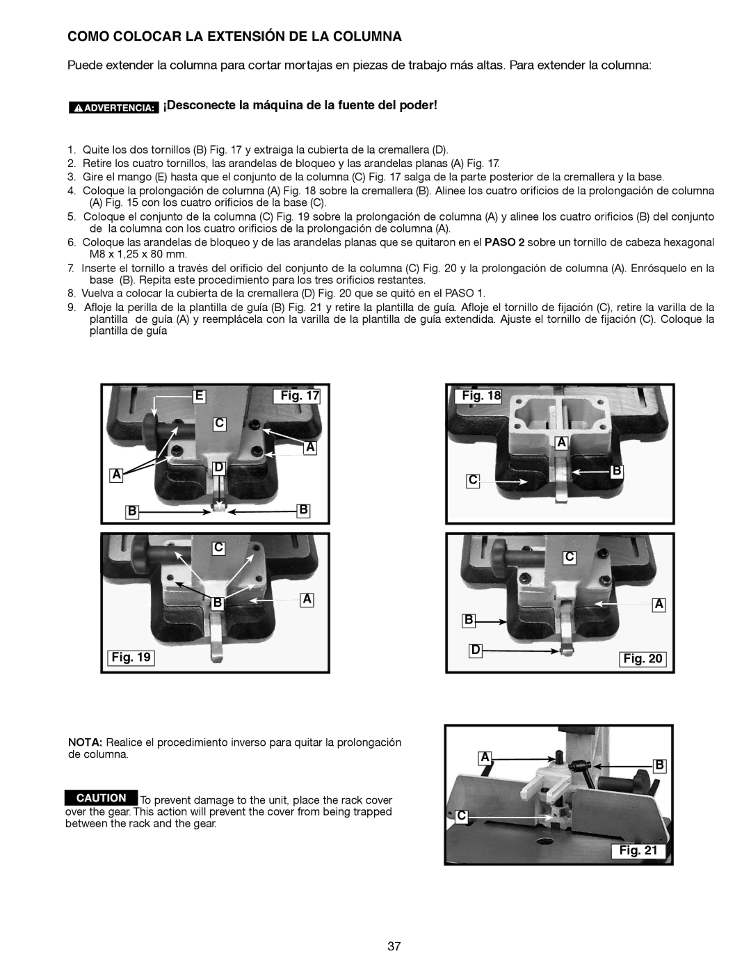 Delta Electronics 14-651 instruction manual Como Colocar LA Extensión DE LA Columna 