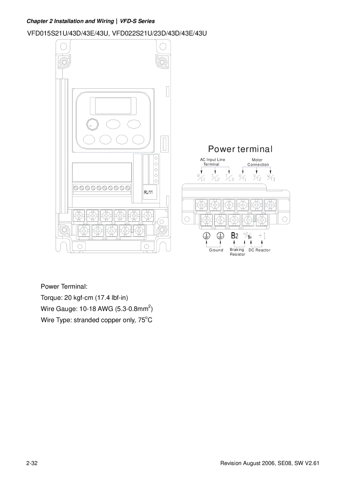 Delta Electronics 115V Series, 230V Series, 460V Series manual VFD015S21U/43D/43E/43U, VFD022S21U/23D/43D/43E/43U 