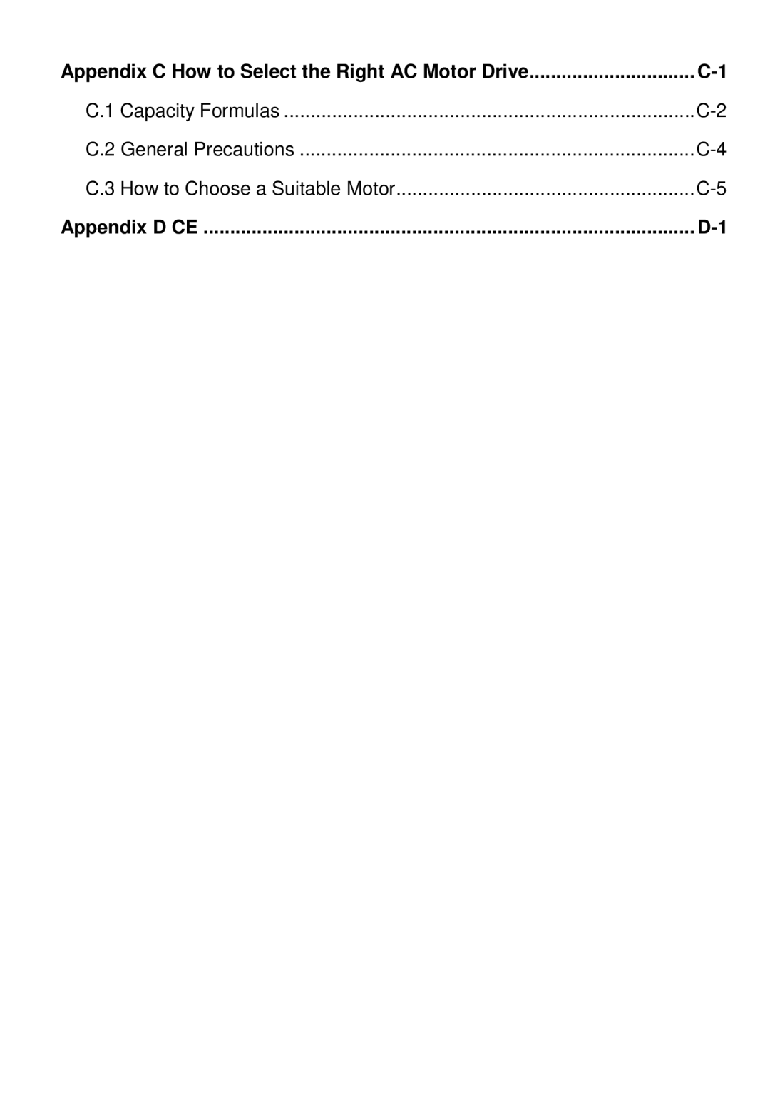 Delta Electronics 230V Series, 460V Series, 115V Series Appendix C How to Select the Right AC Motor Drive, Appendix D CE 