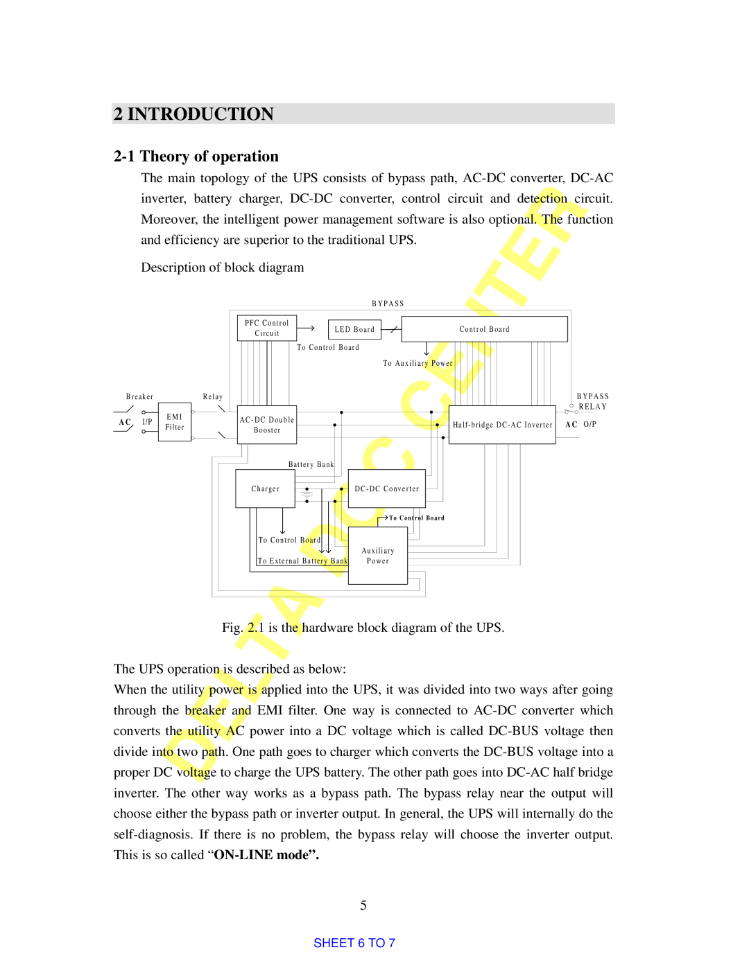 Delta Electronics 3KVA, 700VA manual Introduction, Theory of operation 