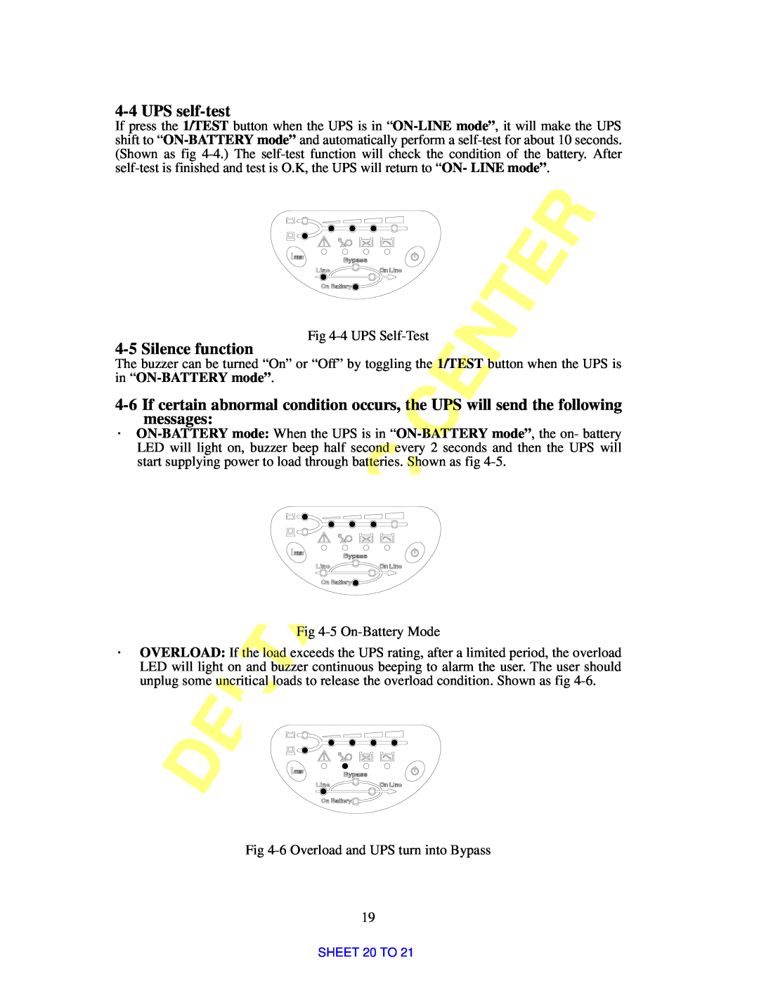 Delta Electronics 3KVA, 700VA manual UPS self-test, Silence function 