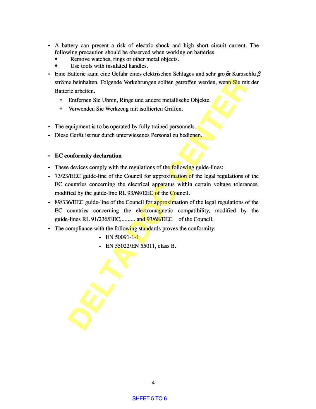 Delta Electronics 700VA, 3KVA manual EC conformity declaration 