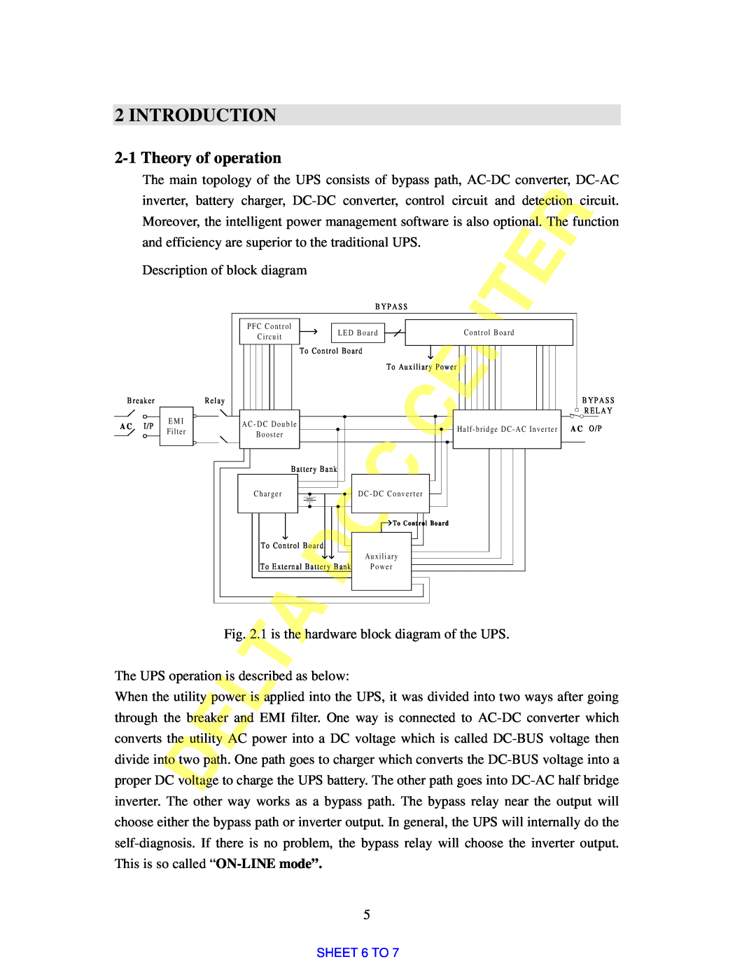 Delta Electronics 3KVA, 700VA manual Introduction, Theory of operation 
