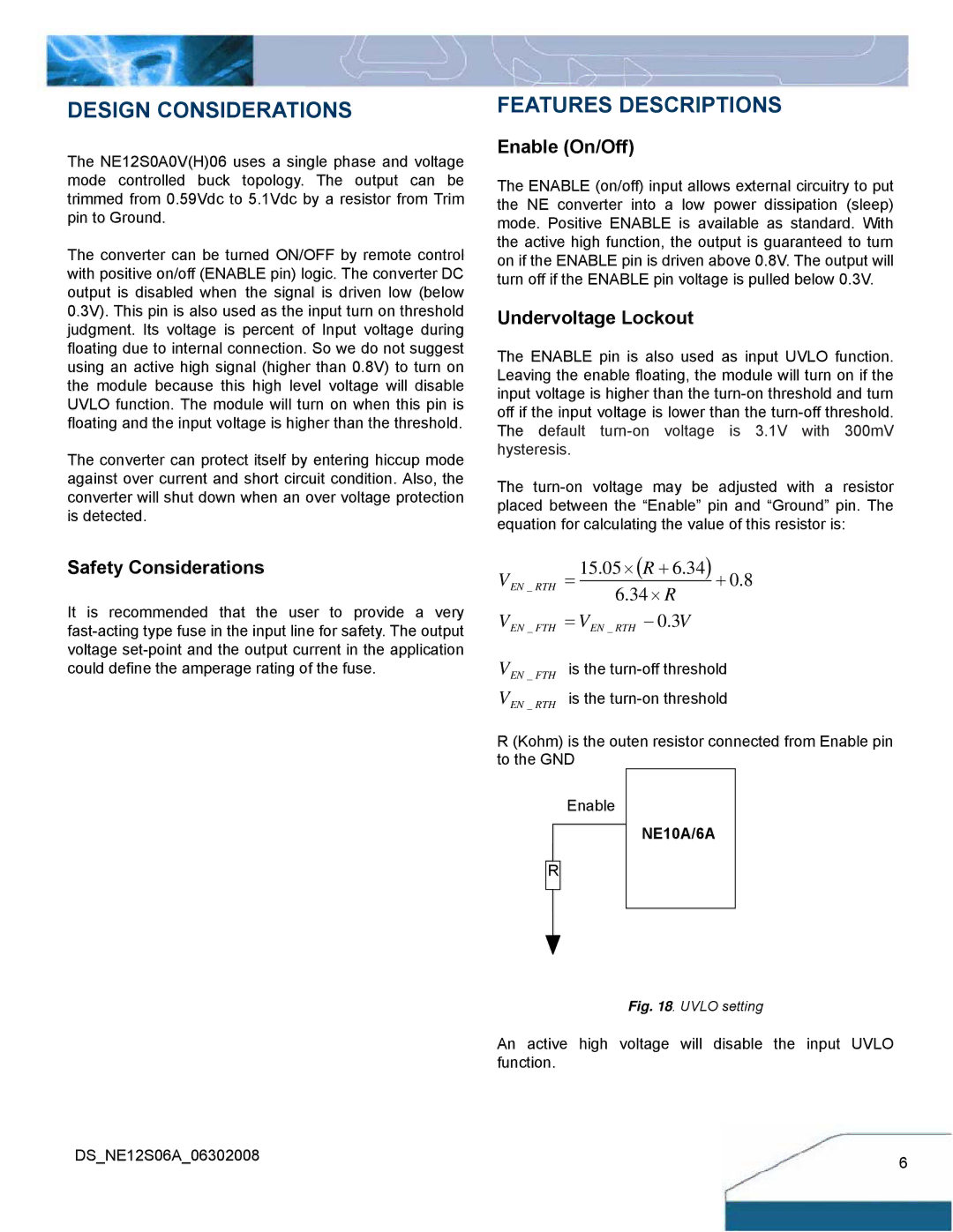 Delta Electronics 6A Series manual Design Considerations, Features Descriptions 