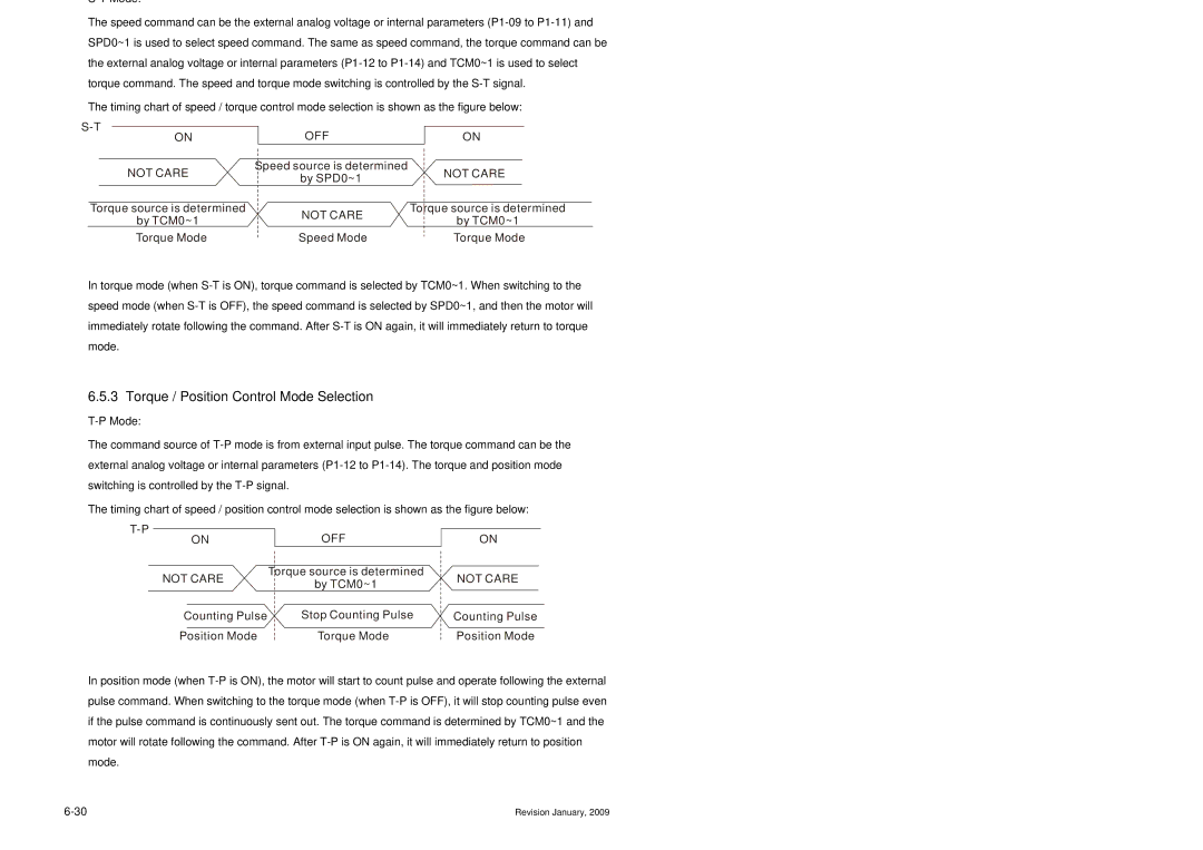 Delta Electronics ASDA-B Series manual Speed / Torque Control Mode Selection, Torque / Position Control Mode Selection 