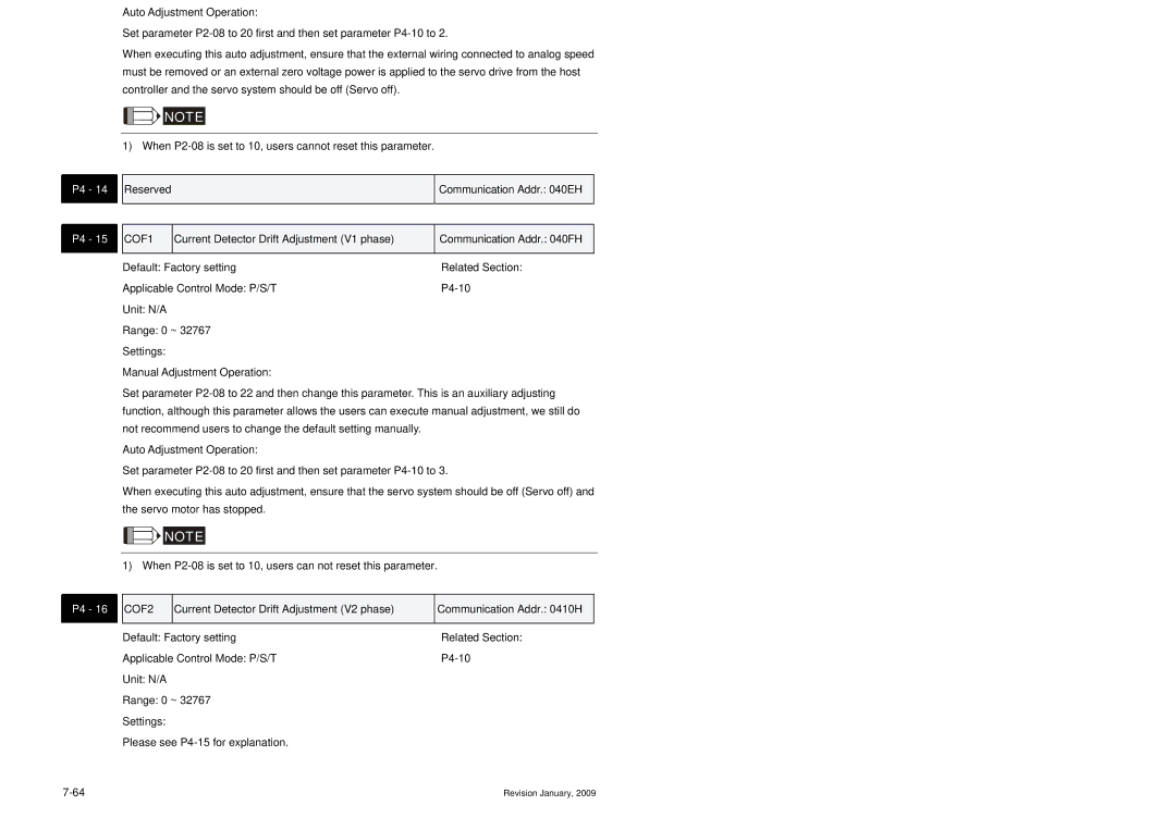 Delta Electronics ASDA-B Series manual COF1, COF2 