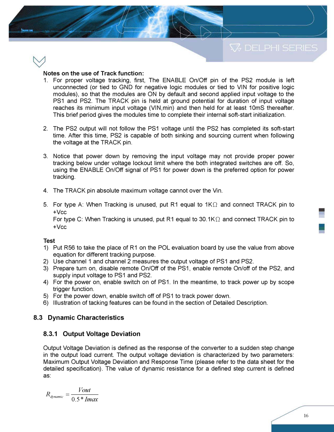 Delta Electronics DNL Series manual Dynamic Characteristics Output Voltage Deviation, Test 