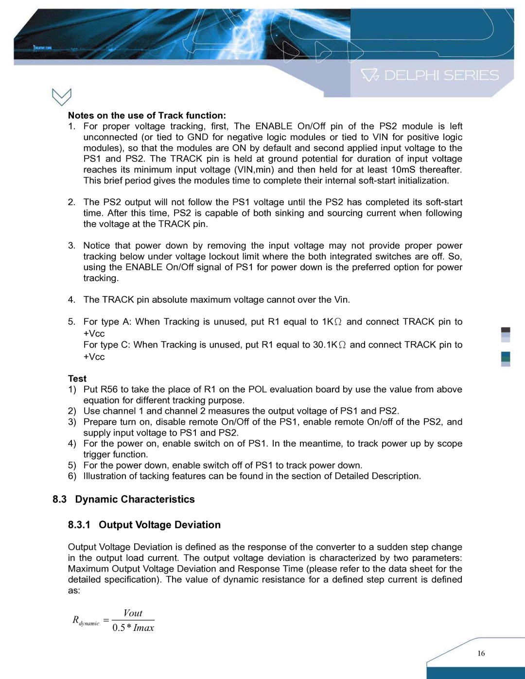 Delta Electronics DNL SIP Series, DNM manual Dynamic Characteristics Output Voltage Deviation, Test 