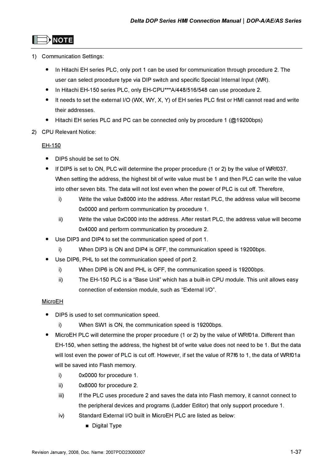 Delta Electronics manual Delta DOP Series HMI Connection ManualDOP-A/AE/AS Series 