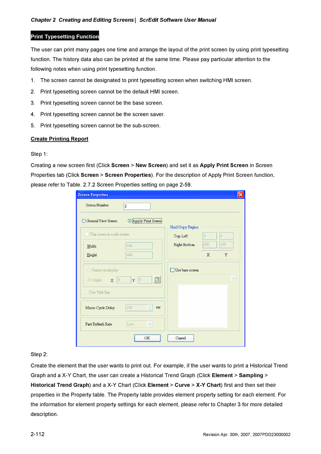 Delta Electronics DOP-AE Series, DOP-AS Series, DOP-A Series manual Print Typesetting Function, Create Printing Report 