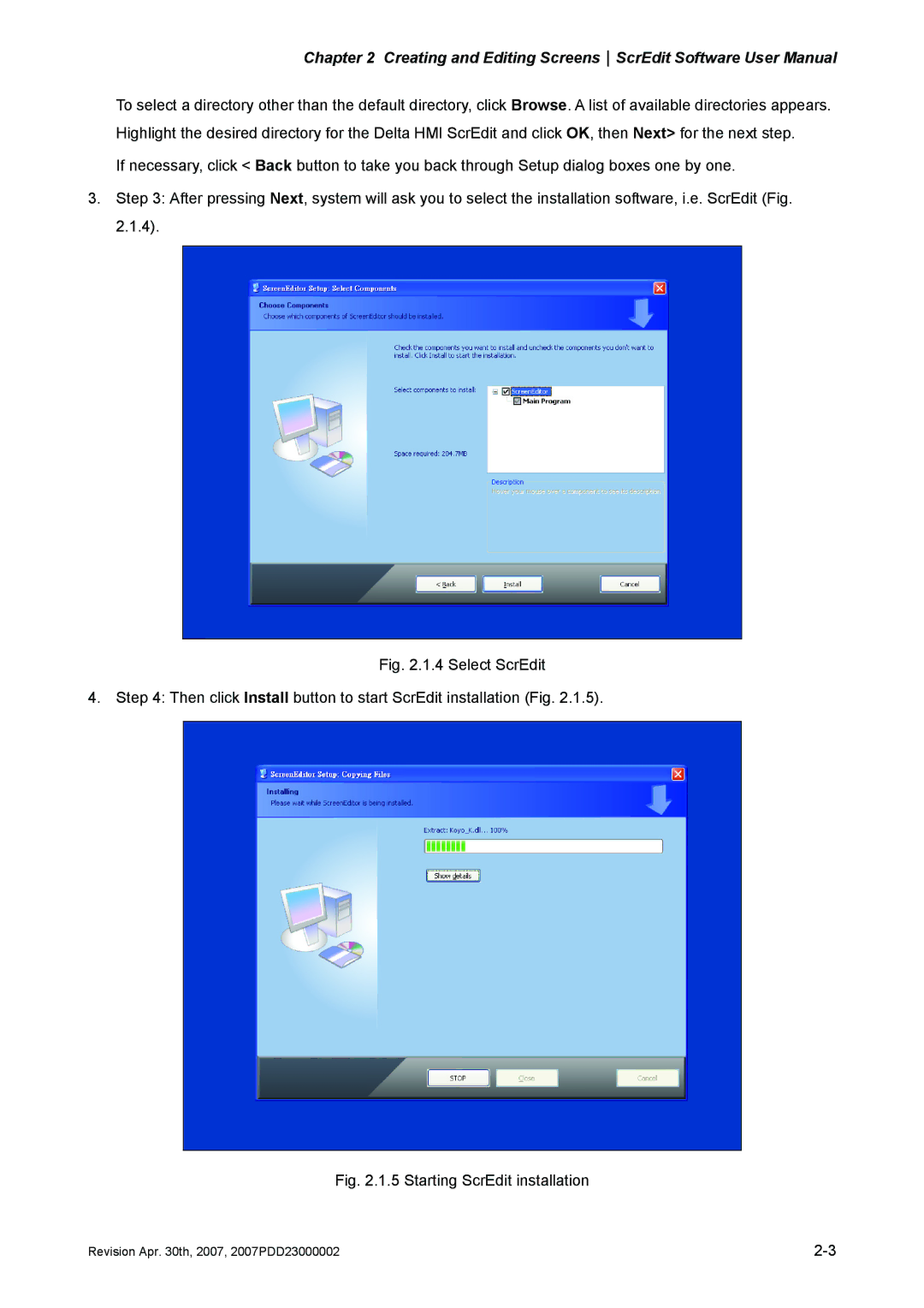 Delta Electronics DOP-A Series, DOP-AE Series, DOP-AS Series manual Starting ScrEdit installation 