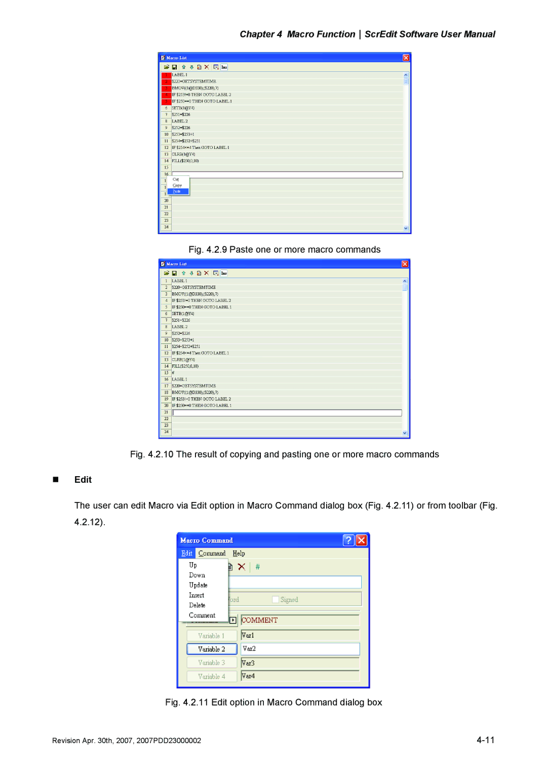 Delta Electronics DOP-AS Series, DOP-AE Series, DOP-A Series manual Paste one or more macro commands 