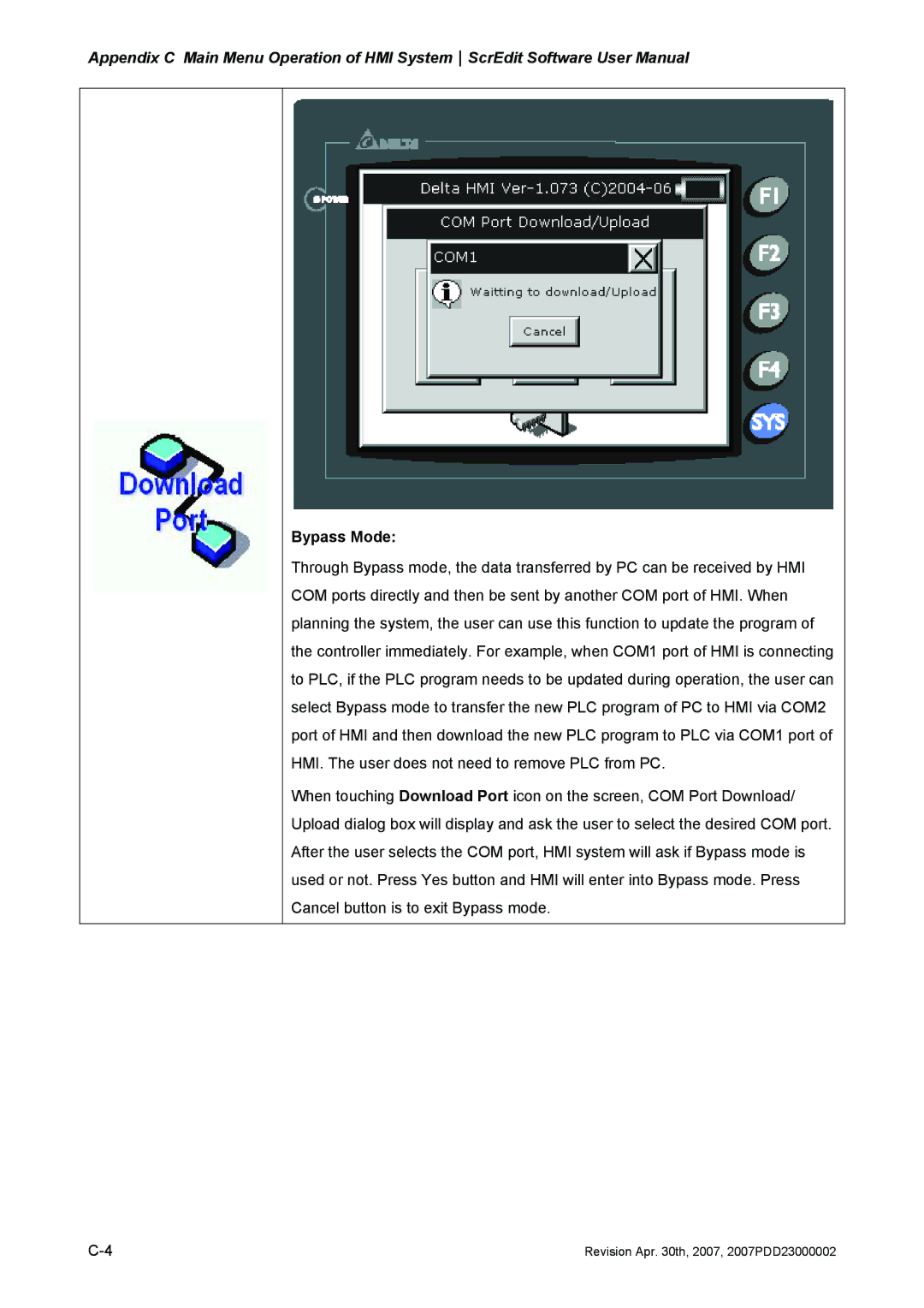 Delta Electronics DOP-A Series, DOP-AE Series, DOP-AS Series manual Bypass Mode 