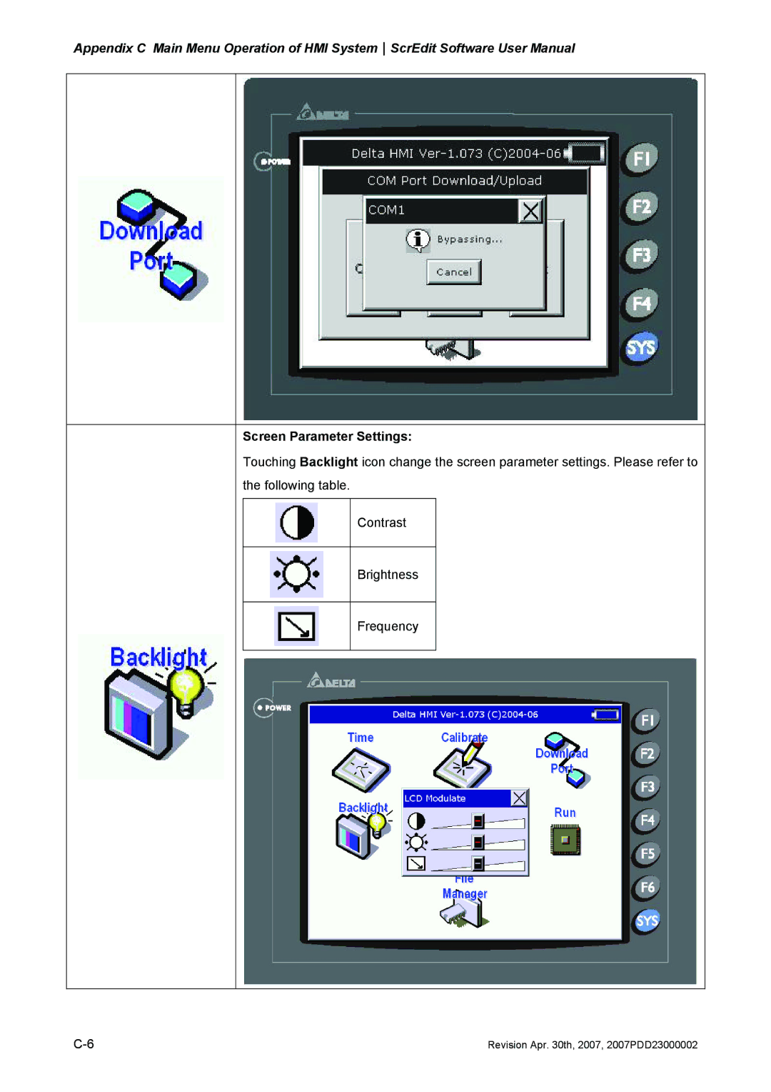 Delta Electronics DOP-AS Series, DOP-AE Series, DOP-A Series manual Screen Parameter Settings 