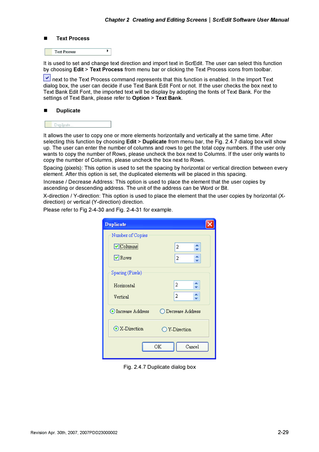 Delta Electronics DOP-AS Series, DOP-AE Series, DOP-A Series manual „ Text Process, „ Duplicate 