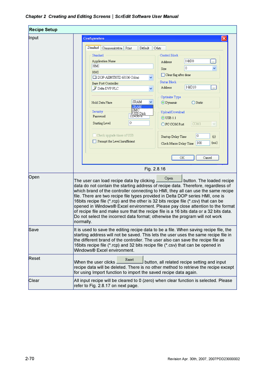 Delta Electronics DOP-AE Series, DOP-AS Series, DOP-A Series manual Recipe Setup 