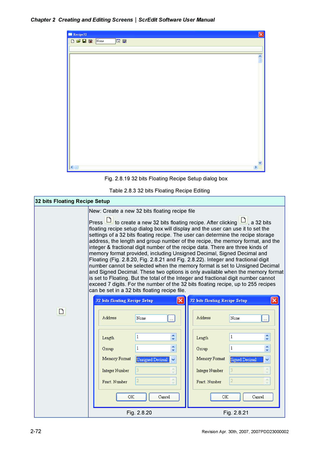 Delta Electronics DOP-A Series, DOP-AE Series, DOP-AS Series manual Bits Floating Recipe Setup 