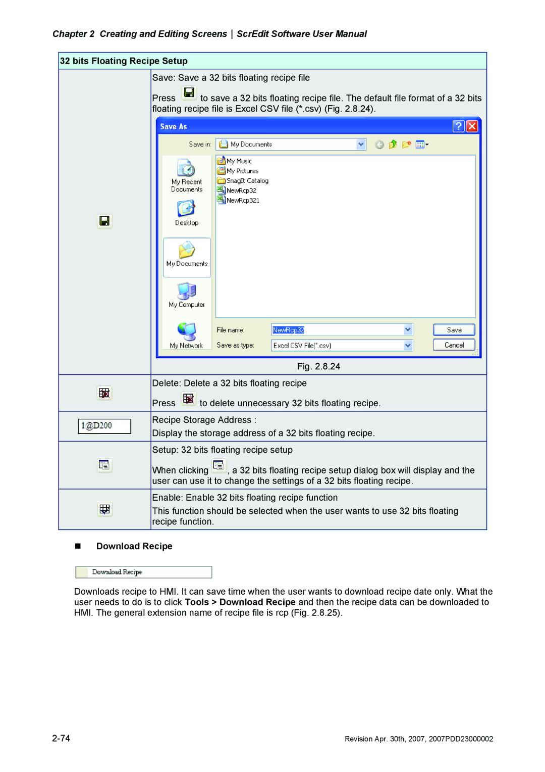 Delta Electronics DOP-AS Series, DOP-AE Series, DOP-A Series manual „ Download Recipe 