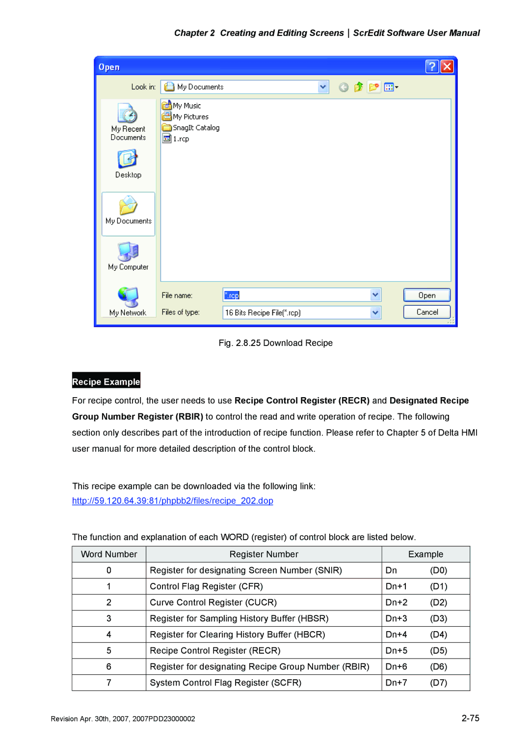 Delta Electronics DOP-A Series, DOP-AE Series, DOP-AS Series manual Recipe Example 