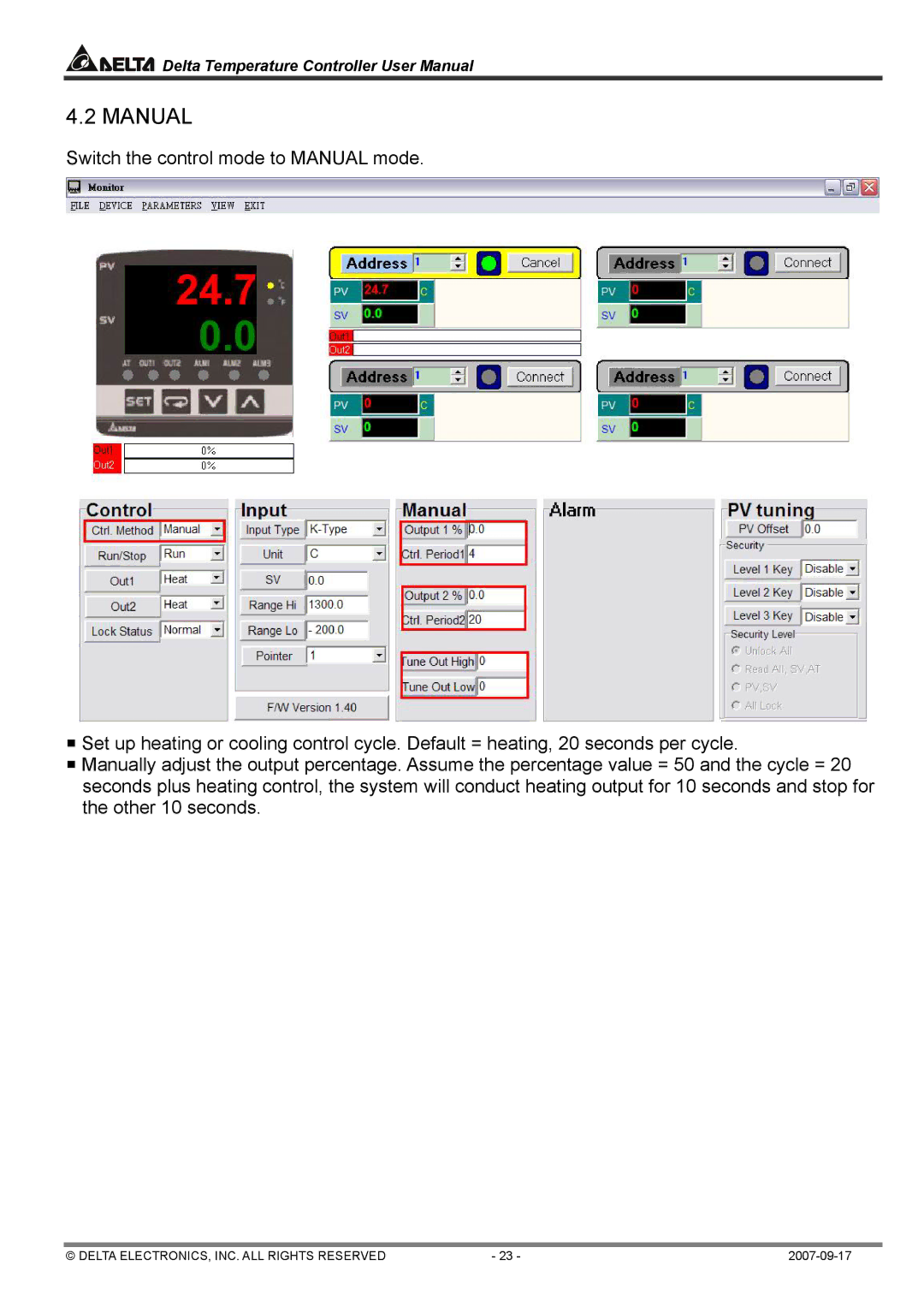 Delta Electronics DTA4896R1, DTC1000R user manual Manual 