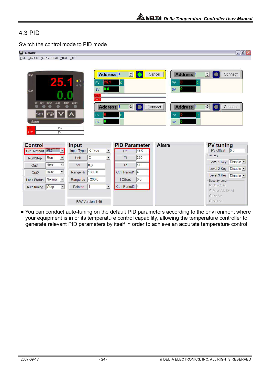 Delta Electronics DTC1000R, DTA4896R1 user manual Pid 