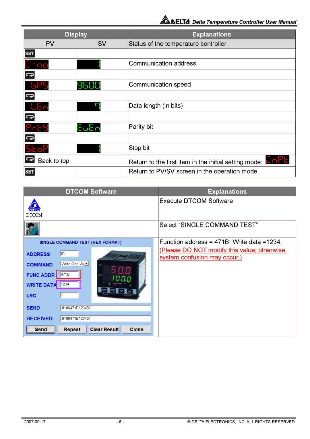 Delta Electronics DTC1000R, DTA4896R1 user manual Dtcom Software Explanations 