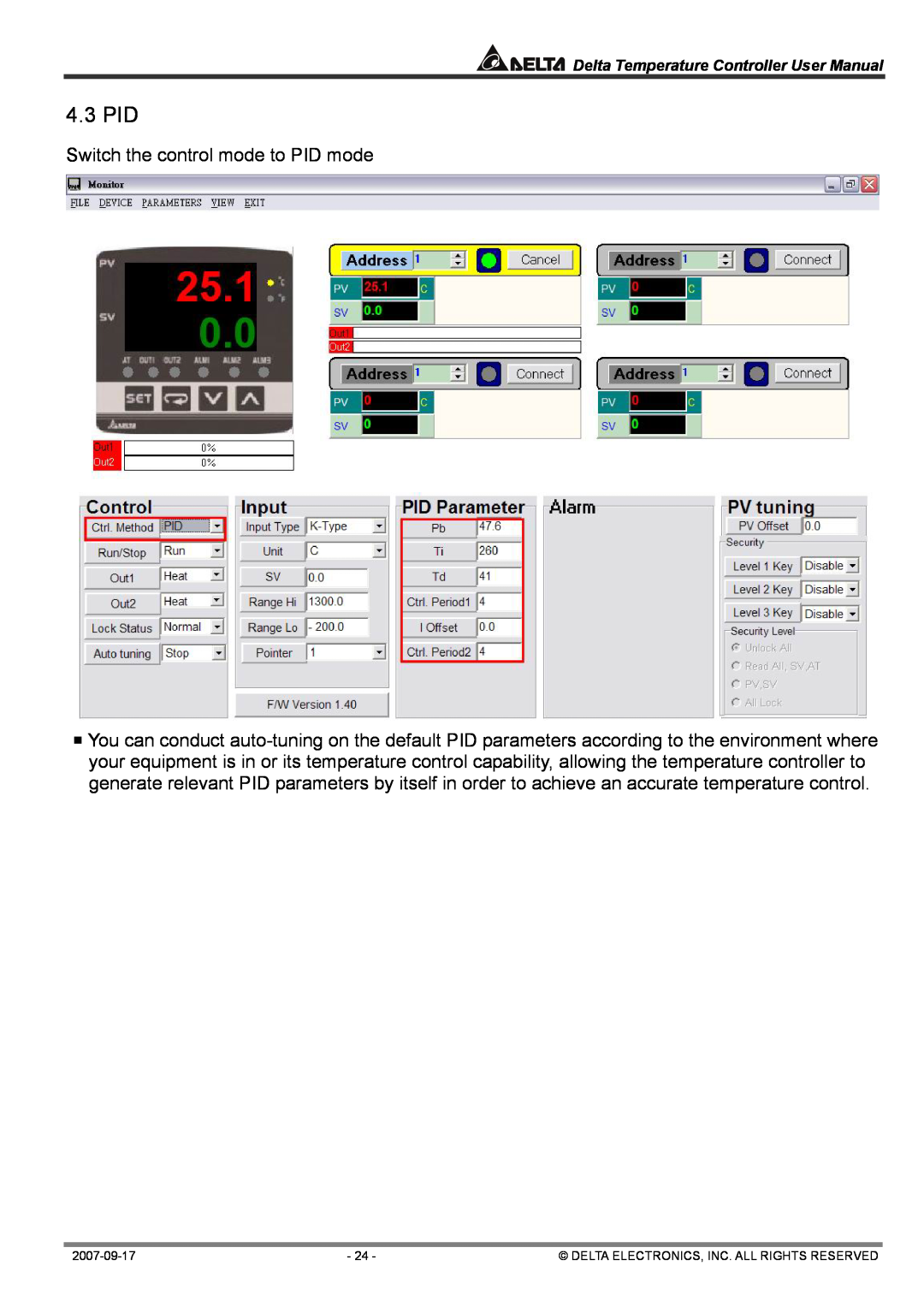 Delta Electronics DTC1000R, DTA4896R1 user manual 4.3 PID 