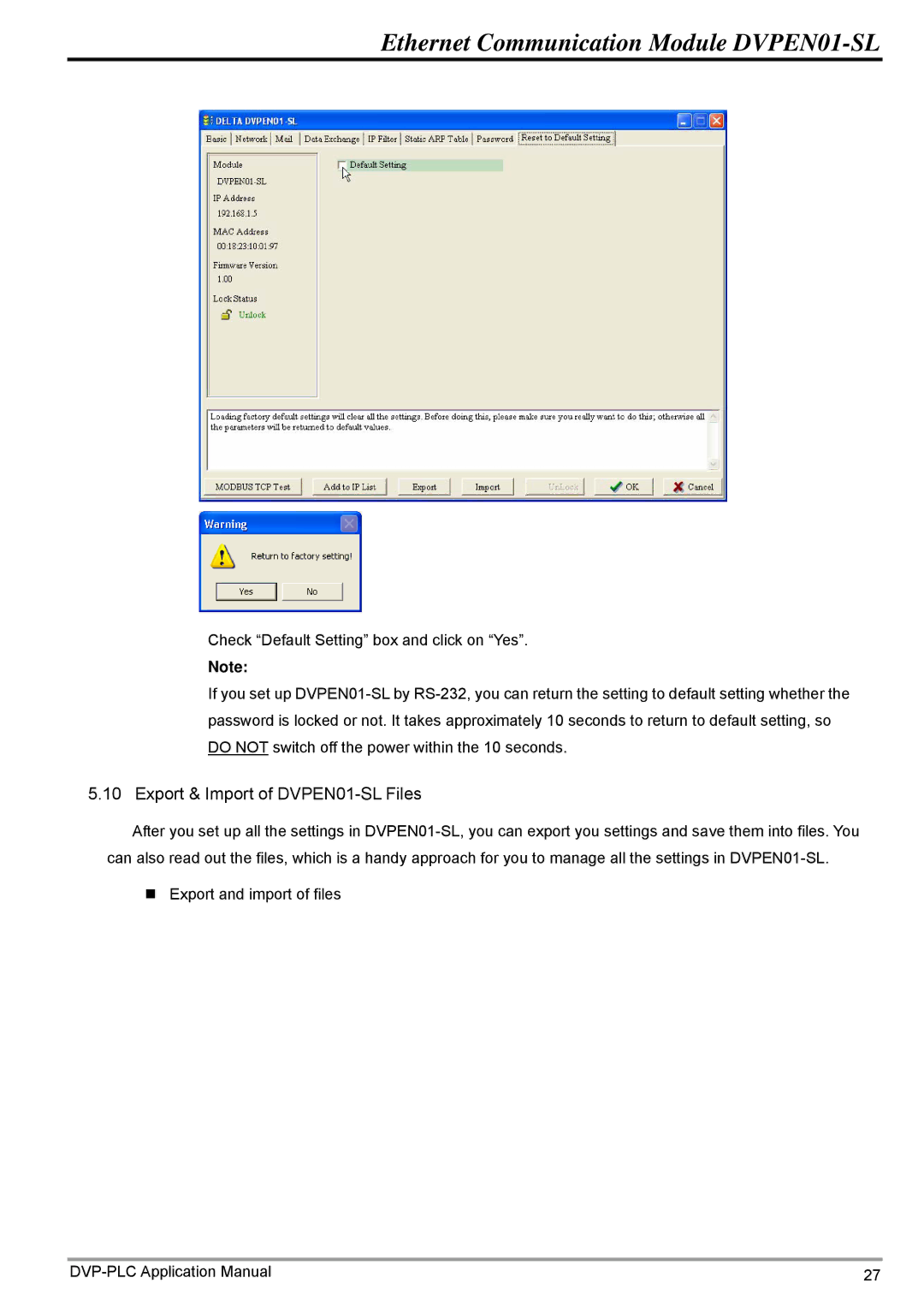 Delta Electronics manual Export & Import of DVPEN01-SL Files 