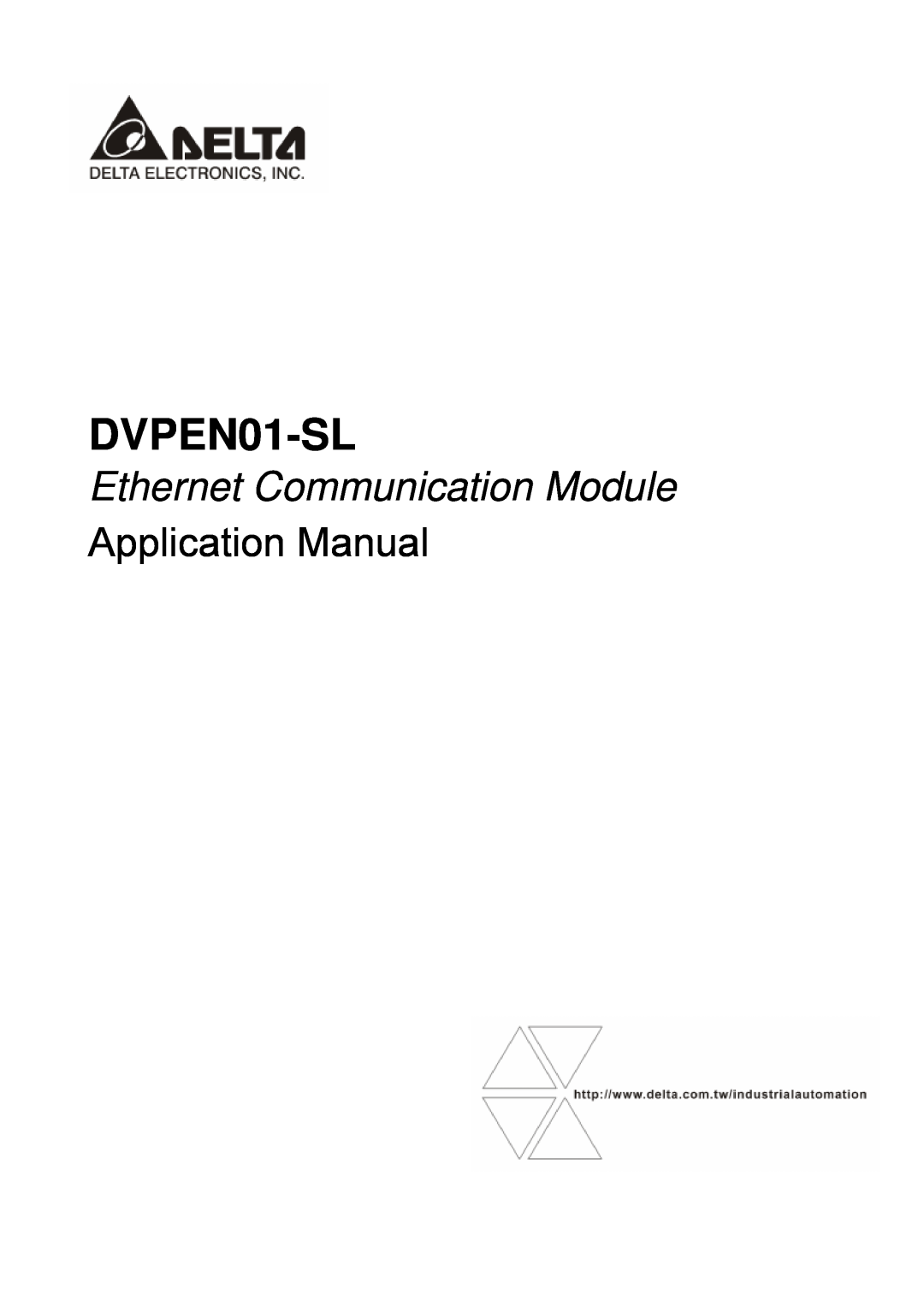 Delta Electronics DVPEN01-SL manual Ethernet Communication Module, Application Manual 