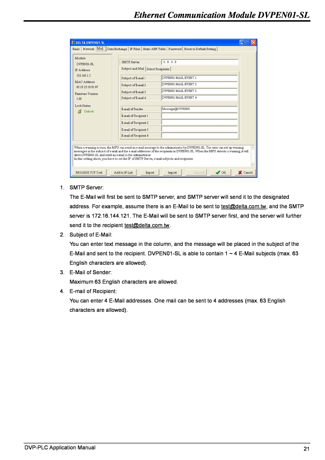 Delta Electronics manual Ethernet Communication Module DVPEN01-SL 