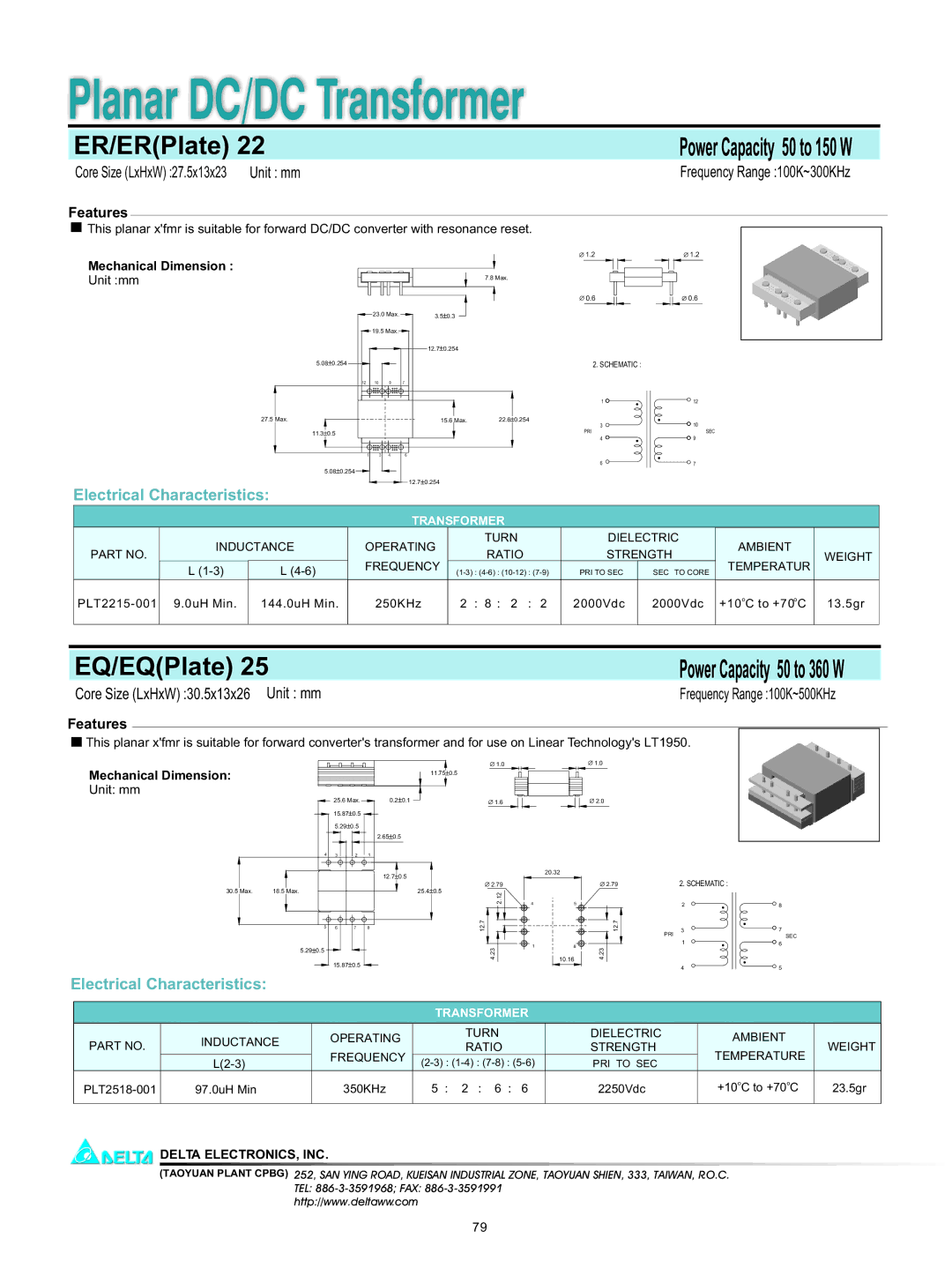 Delta Electronics ER/ER(Plate) 22, EQ/EQ(Plate) 25 manual ER/ERPlate, EQ/EQPlate 