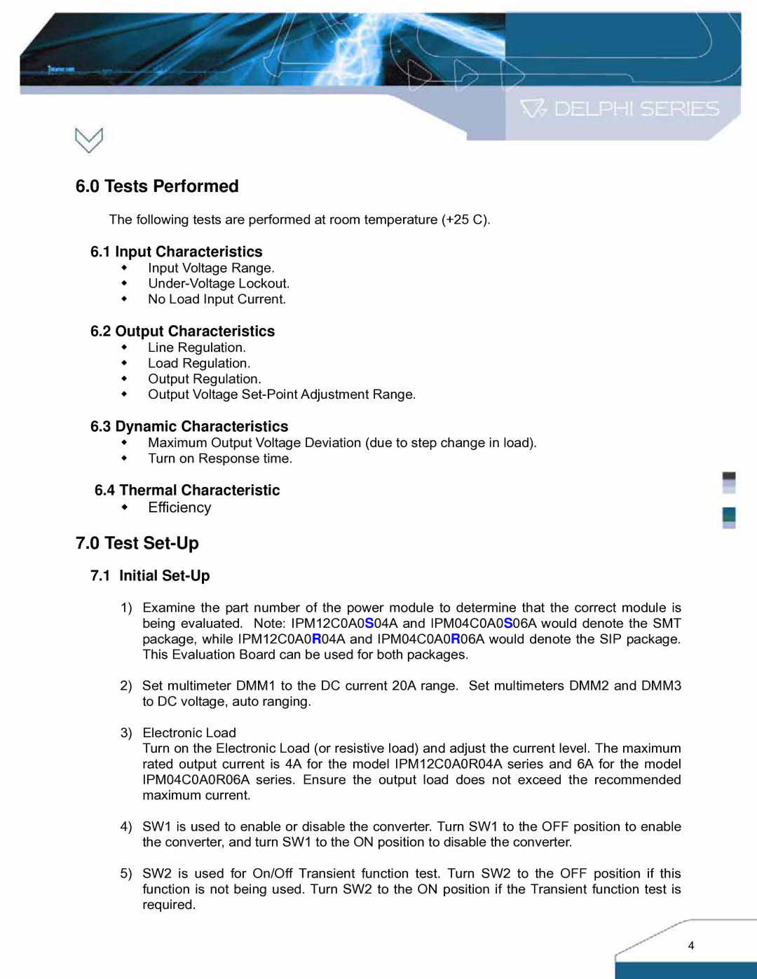 Delta Electronics IPM- C Series manual Tests Performed, Test Set-Up 