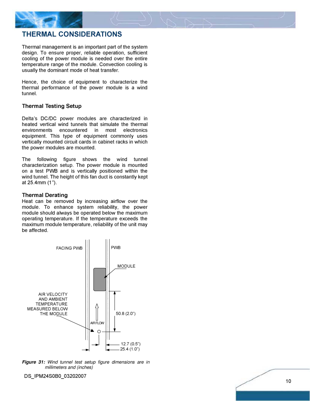 Delta Electronics IPM24S0B0 manual Thermal Considerations, Thermal Testing Setup 