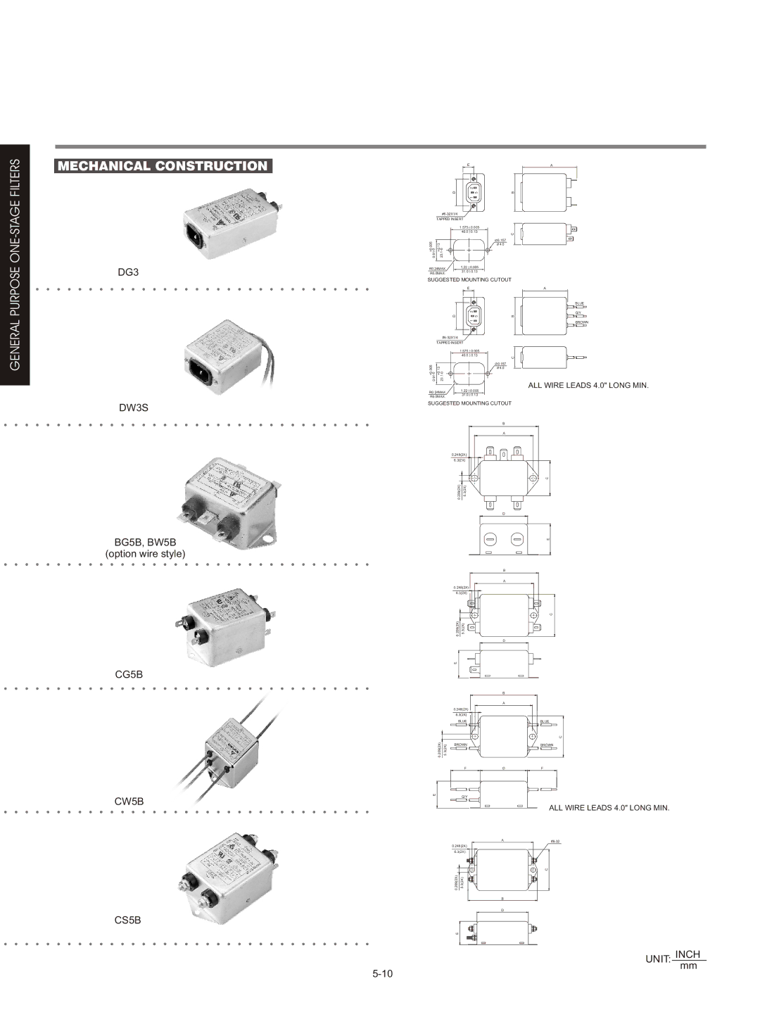 Delta Electronics KPE-LE01 specifications ONE-STAGE Filters Mechanical Construction, DG3 